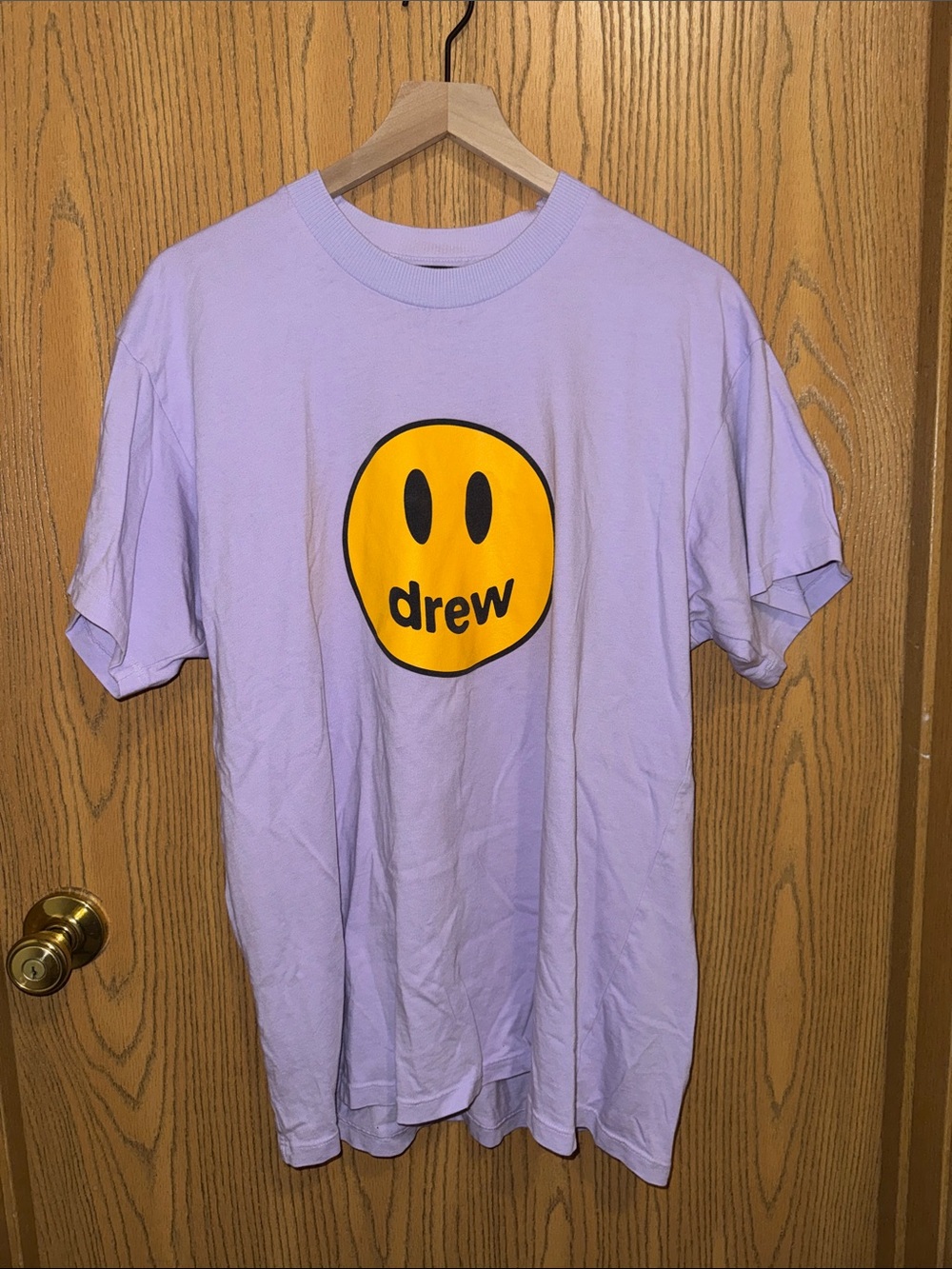 drew house lavender tee with yellow smiley